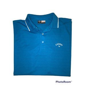 Callaway Golf Polo Shirt Performance Opti Dri Blue Striped Men's Size XL